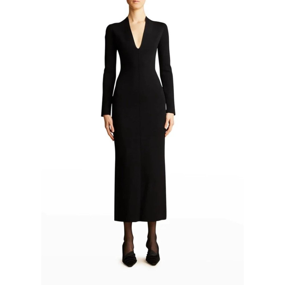 KHAITE Women's Black Crystal Odette Dress Gown Size XS Extra Small $2200+